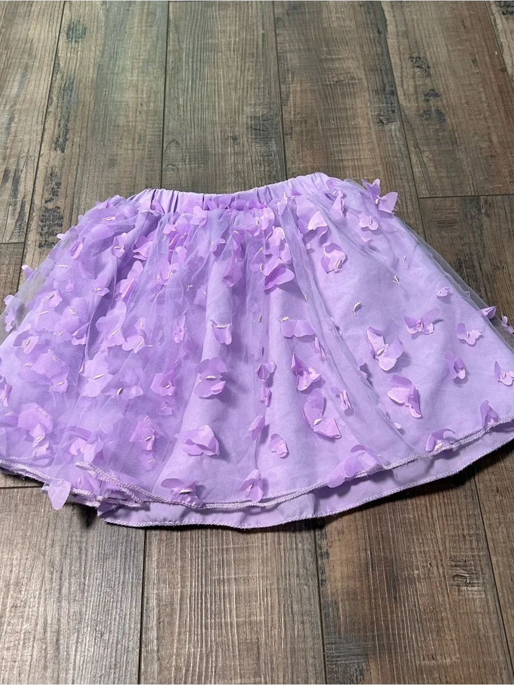 Tulle Tutu Skirt Girls 7 Purple Silver Butterfly Print Pull On